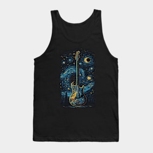 Starry Guitar Gifts Guitarist Rock Concert Festival Guitar Tank Top